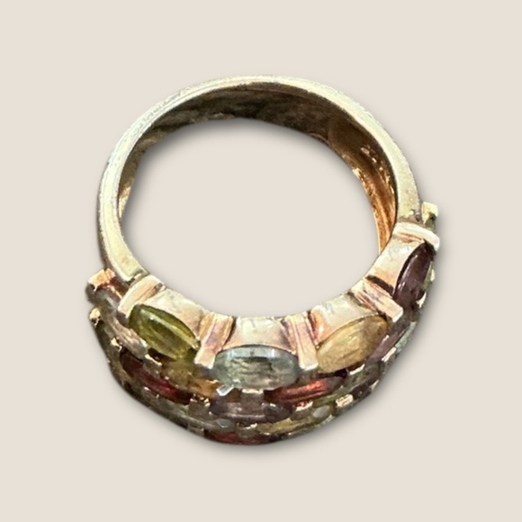 Gold over Sterling Muli Gemstone Ring - Picture 2 of 6